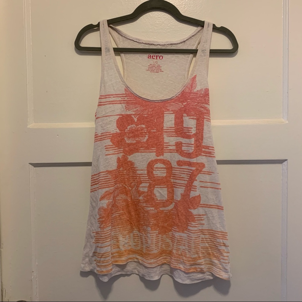Aeropostale White Cotton Lightweight Racerback | L